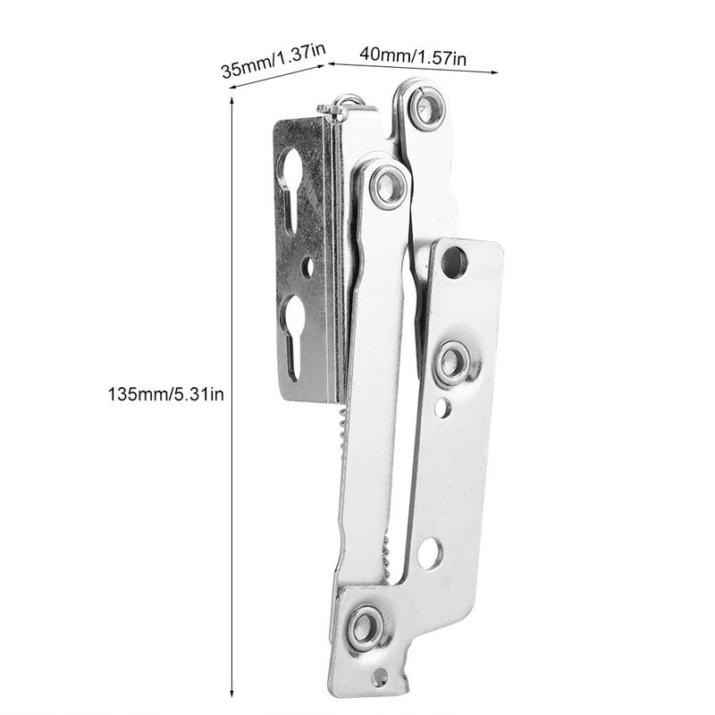Garosa Stainless Steel Cabinet Door Hinges, 2-Pack Heavy Duty Gas Spring Lid Support, 80-Degree Soft Close, Silver, 5.31x1.57x1.37 Inches for Cupboard, Closet, Wardrobe - Image 4